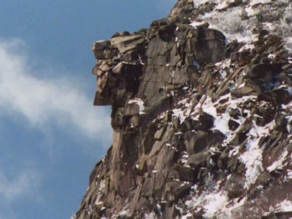 old man on the mountain, rock sculptures, snow, winter, new hampshire, historic