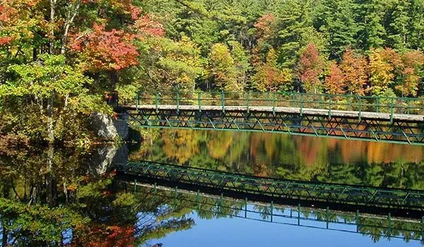 river, bridge, new hampshire, foliage, loon mountain